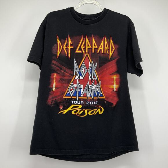 Vintage Rock of Ages Tour 2012 Def Leppard Poison Concert T‑Shirt Men’s L - Picture 1 of 9